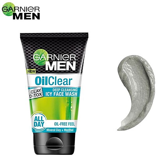 Garnier Men Oil Clear Clay D-Tox Deep Cleansing Icy Face Wash, 200 g (Pack of 2) Oil Free Feel