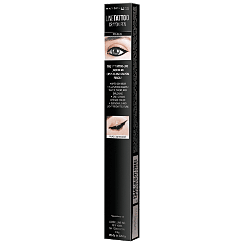 Maybelline New York Line Tattoo Crayon Eyeliner - Black, 0.4 g  