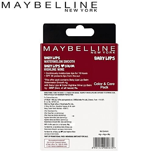 Buy Maybelline New York Baby Lips Combo Highline Wine Online at Best