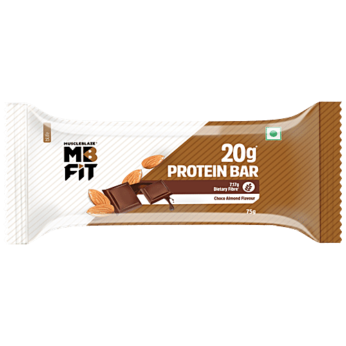 MuscleBlaze 20g Protein Bar - Choco Almond, 75 g Pouch Healthy Protein Snacks