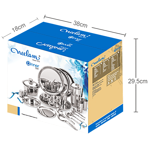 Neelam Premium Stainless Steel Dinner Set, 36 pcs  