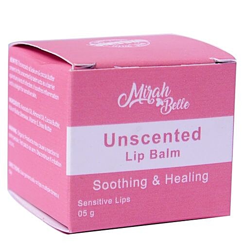 Mirah Belle Organic & Natural Sensitive Lips Unscented Balm - Paraben Free, 5 g  Paraben Free