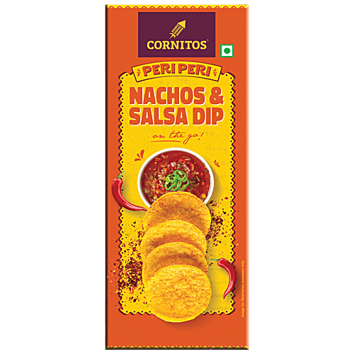 Cornitos Peri Peri Nachos & Salsa Dip Tray, 75 g  Cholesterol Free, Gluten Free