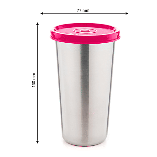 Signoraware Steel Sipper/Tumbler - Strong, Durable, BPA Free, Pink, 370 ml  Odour Free