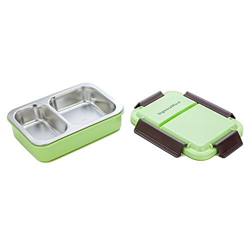 Signoraware Steel Lunch Box/Tiffin Box - Duo Star, Green Opaque, 1 pc  