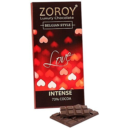 ZOROY Belgian Style Luxury Chocolate - Intense 73% Cocoa, Love, 100 g Box 