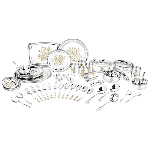 Buy Classic Essentials Dinner Set Laser Etched, Premium Stainless