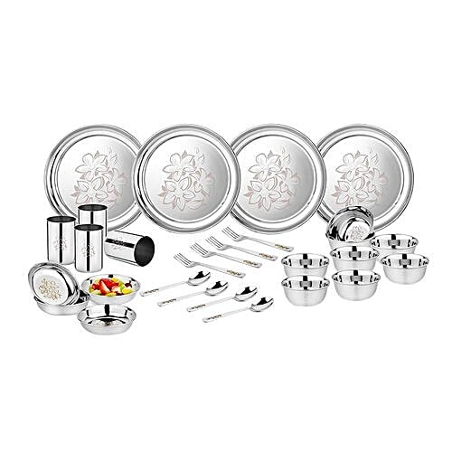 Buy Classic Essentials Dinner Set Laser Etched, Premium Stainless