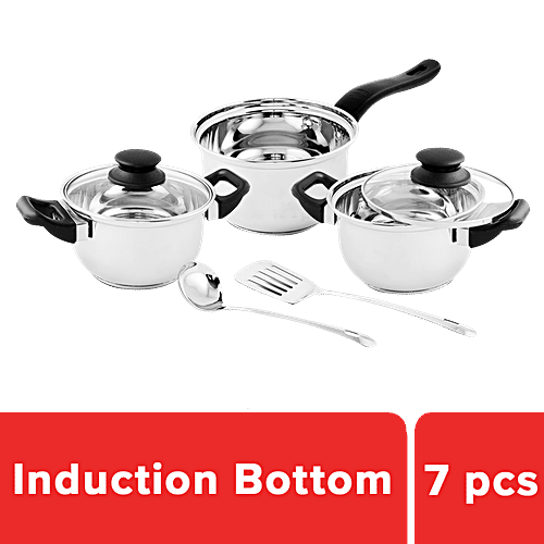 Buy Classic Essentials Induction Base Cookware Set Silver, Saucepan