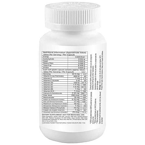 La Natures Ginseng Multivitamin Softgels, 60 Capsules Plastic Bottle Supports Immune System