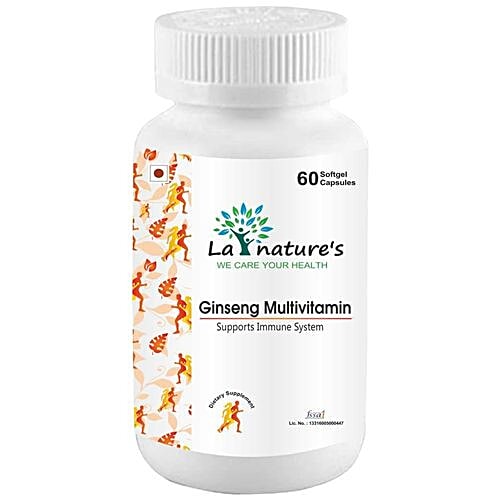 La Natures Ginseng Multivitamin Softgels, 60 Capsules Plastic Bottle Supports Immune System