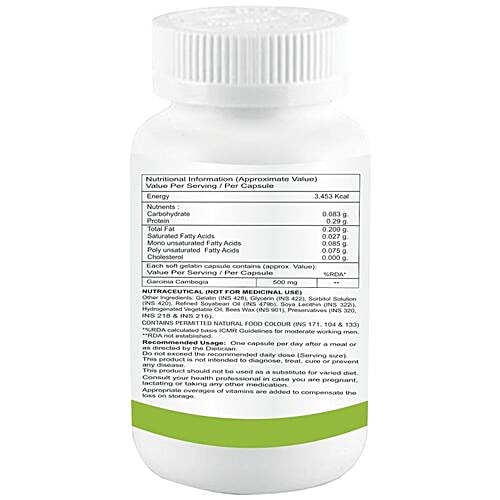 La Natures Garcinia Cambogia Softgels, 60 Capsules Plastic Bottle Build Lean Muscle