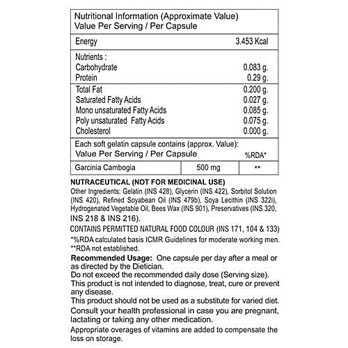 La Natures Garcinia Cambogia Softgels, 60 Capsules Plastic Bottle Build Lean Muscle