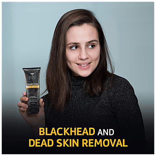 Bombay Shaving Company Charcoal Face Scrub With Black Sand - Exfoliates Skins & Removes Black Heads, 100 g  SLS Free