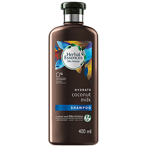 Herbal Essences Bio Renew Hydrate Shampoo - Coconut Milk, 0% Colourants & Gluten, 400 ml  0% Colourants & Gluten