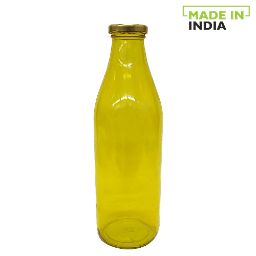 Glass Ideas  Gupta Glass Fridge/Water Bottle With Metal Lid - Yellow, 1 L  Freezer & Refrigeration Safe