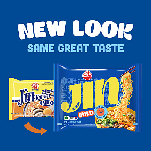 Ottogi Jin Ramen Korean Style Instant Noodles - Mild, 120 g No Trans Fat