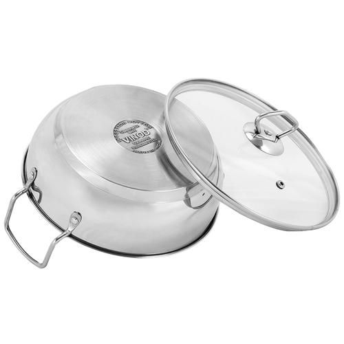 1.2 Ltr Induction-OQC Vinod Stainless Steel Deluxe Kadai with Glass Lid