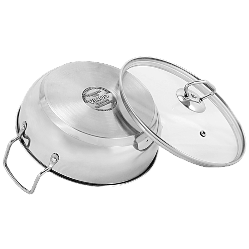 Buy Vinod Stainless Steel Kadai Induction Bottom With Glass Lid, 26