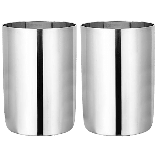 Omega Amrapali Glass - Stainless Steel, Durable, Dishwasher Safe, Silver, 300 ml (Set of 4) 