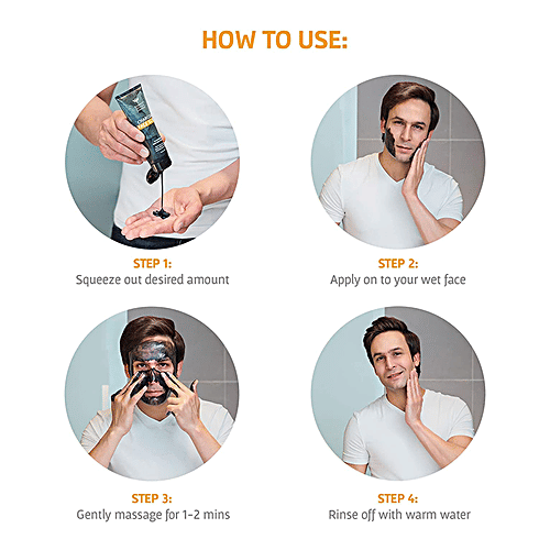 Bombay Shaving Company Charcoal Face Scrub With Black Sand - Exfoliates Skins & Removes Black Heads, 45 g  SLS Free