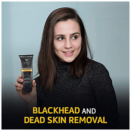 Bombay Shaving Company Charcoal Face Scrub With Black Sand - Exfoliates Skins & Removes Black Heads, 45 g  SLS Free