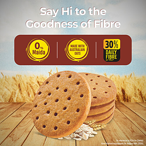 Unibic Oats Digestive, 600 g (4x150g) 0% Maida, 30% Daily Fibre, No Trans Fat & Cholesterol