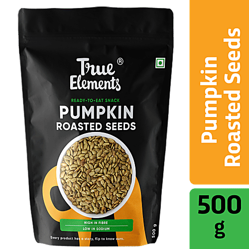 True Elements Roasted Pumpkin Seeds - High In Protein, Ready To Eat Snack, Immunity Booster, 500 g  High in Fibre & Protein