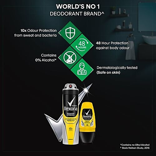 Rexona-Rollon Men Power Fresh Underarm Protection Roll On, 50 ml  0% Alcohol