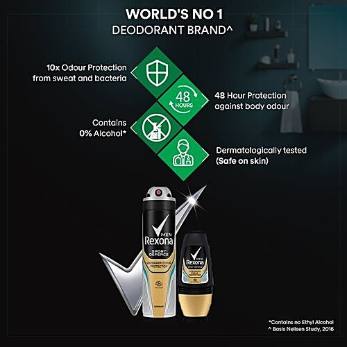 Rexona-Rollon Men Sport Defence Underarm Protection Roll On, 50 ml 0% Alcohol