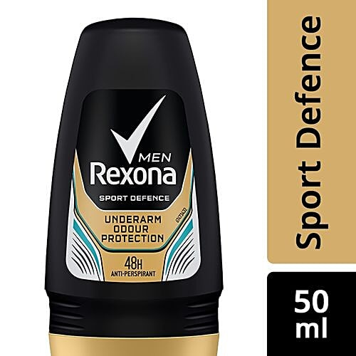 Rexona-Rollon Men Sport Defence Underarm Protection Roll On, 50 ml 0% Alcohol