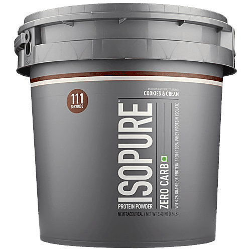 Isopure Zero Carbs 100% Whey Protein Isolate Powder - Cookies & Cream, 3.4 Kg Tub 