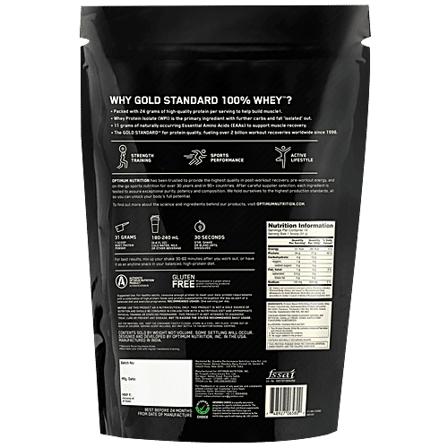 Optimum Nutrition Gold Standard Vanilla Ice Cream Whey Protein Powder, 454 g Pouch 