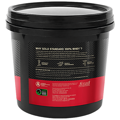 Optimum Nutrition Gold Standard 100% Whey Protein Powder - Vanilla Ice Cream Flavour, For Muscle Support, 4 kg