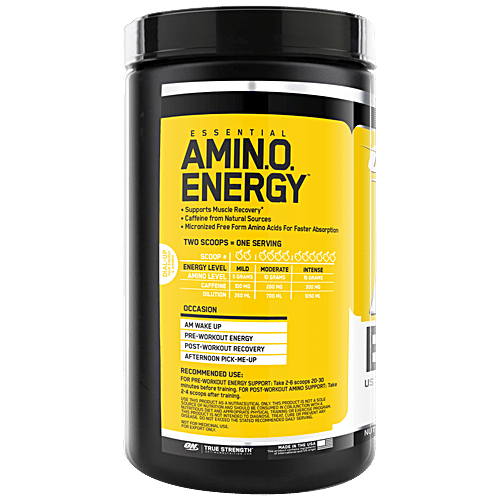 Optimum Nutrition Amino Energy Powder - With BCAA, Amino Acids, Green Tea & Green Coffee Extract, 270 g Tub