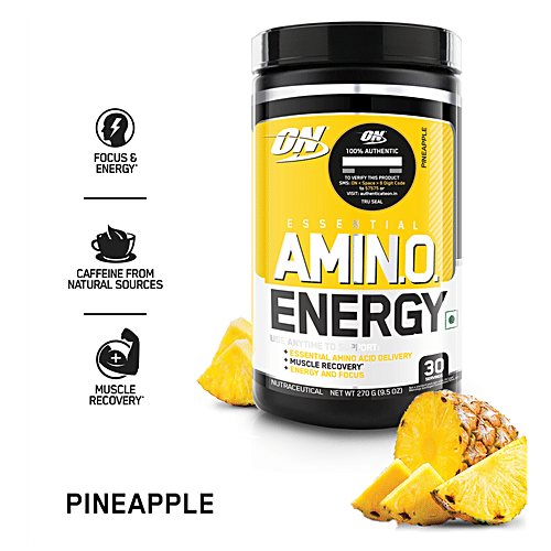 Optimum Nutrition Amino Energy Powder - With BCAA, Amino Acids, Green Tea & Green Coffee Extract, 270 g Tub