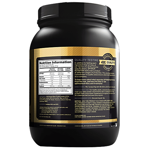 Optimum Nutrition Gold Standard 100% Whey Protein Isolate - Chocolate Bliss, For Muscle Recovery, 744 g Tub