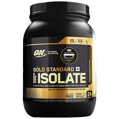 Optimum Nutrition Gold Standard 100% Whey Protein Isolate - Chocolate Bliss, For Muscle Recovery, 744 g Tub
