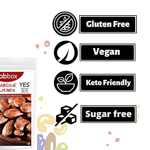 Fabbox Barbeque Almonds, 70 g Pouch No Preservatives, High Protein