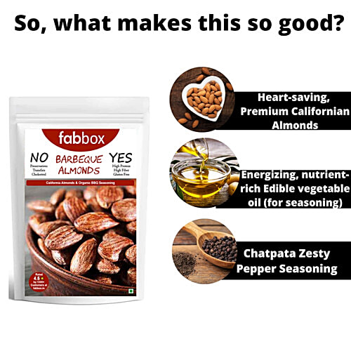 Fabbox Barbeque Almonds, 70 g Pouch No Preservatives, High Protein
