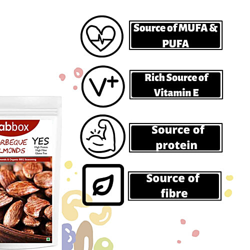 Fabbox Barbeque Almonds, 70 g Pouch No Preservatives, High Protein