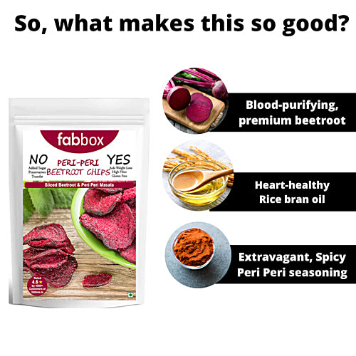 Fabbox Beetroot Chips - Peri Peri, 35 g Pouch No Added Sugar, Preservatives & Transfats