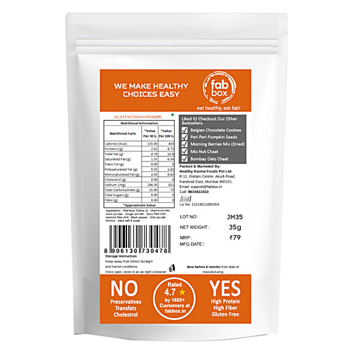 Fabbox Makhana - Jalapeno Seasoning Mix, 35 g Pouch High Protein & High Fiber