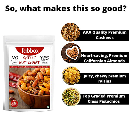 Fabbox Chilli Nut Chaat, 70 g Pouch Mixed Roasted Dry Fruits - Chilli, Almonds, Pistachios, Cashews, Raisins, Healthy Snack