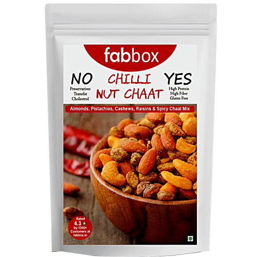 Fabbox Chilli Nut Chaat, 70 g Pouch Mixed Roasted Dry Fruits - Chilli, Almonds, Pistachios, Cashews, Raisins, Healthy Snack