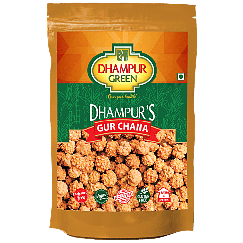 Dhampur Green Gur Chana, 150 g Pouch 