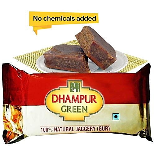 Dhampur Green Jaggery/Gur/Gur, 220 g Pouch 