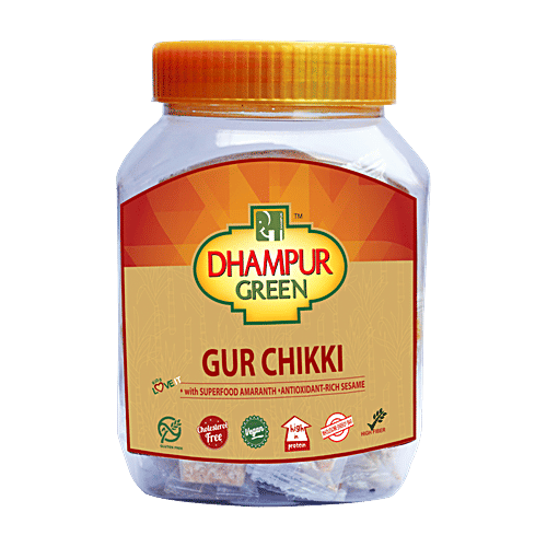 Dhampur Green Gur Chikki, 300 g Jar 