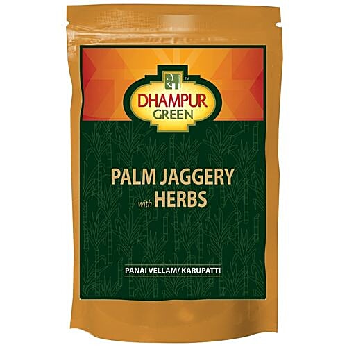 Dhampur Green Palm Jaggery With Herbs, 150 g Pouch 