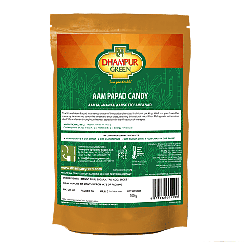 Dhampur Green Aam Papad Candy, 100 g Pouch 